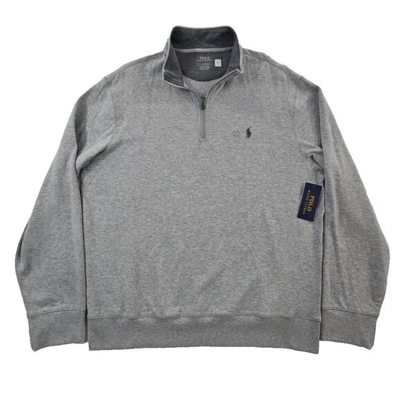 NEW Polo Ralph Lauren 1/4 Zip Henley Men's Large Grey Pullover Grey Pony NWT - Picture 1 of 15